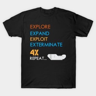 4X Explore, Expand, Exploit, Exterminate, Repeat Board Game Graphic - Tabletop Gaming T-Shirt